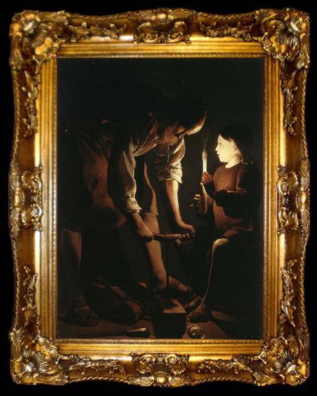 framed  LA TOUR, Georges de Christ with Saint Joseph in the Carpenter